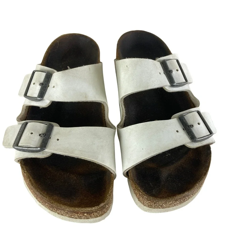 Birkenstock Arizona Sandals Kids White Two Strap Buckle Slides Girl‎ Boy